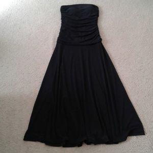 Newport News Strapless Ruched Long Black Dress